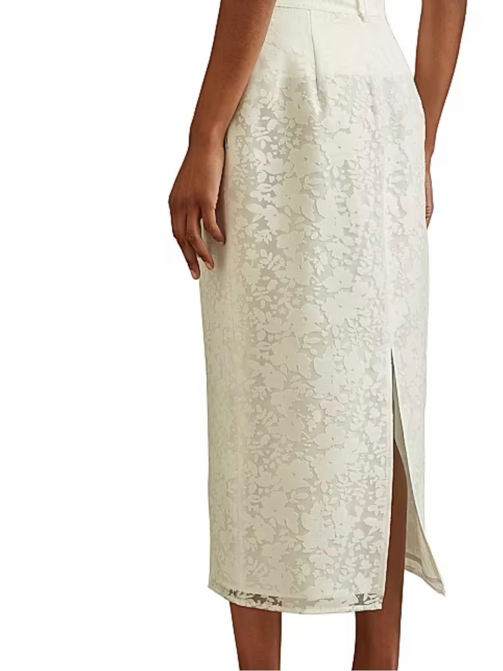 Reiss Ivory Floral Lace Midi Skirt - Picture 2 of 8